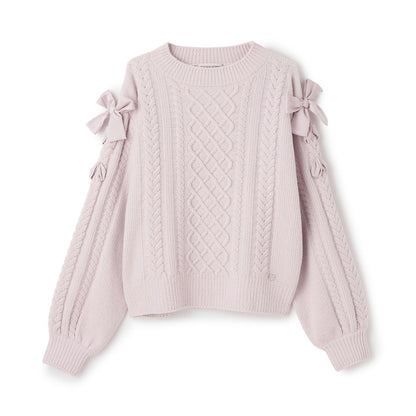 繫帶花邊針織衫