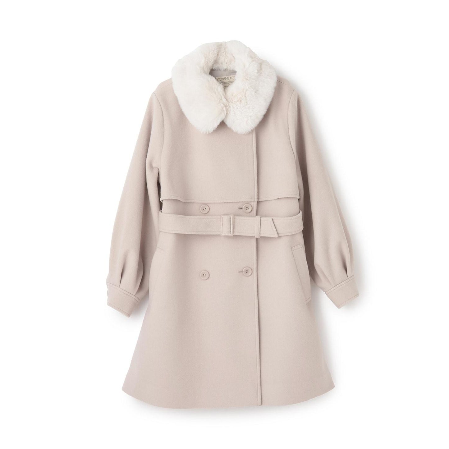 帶仿皮草領中長款大衣