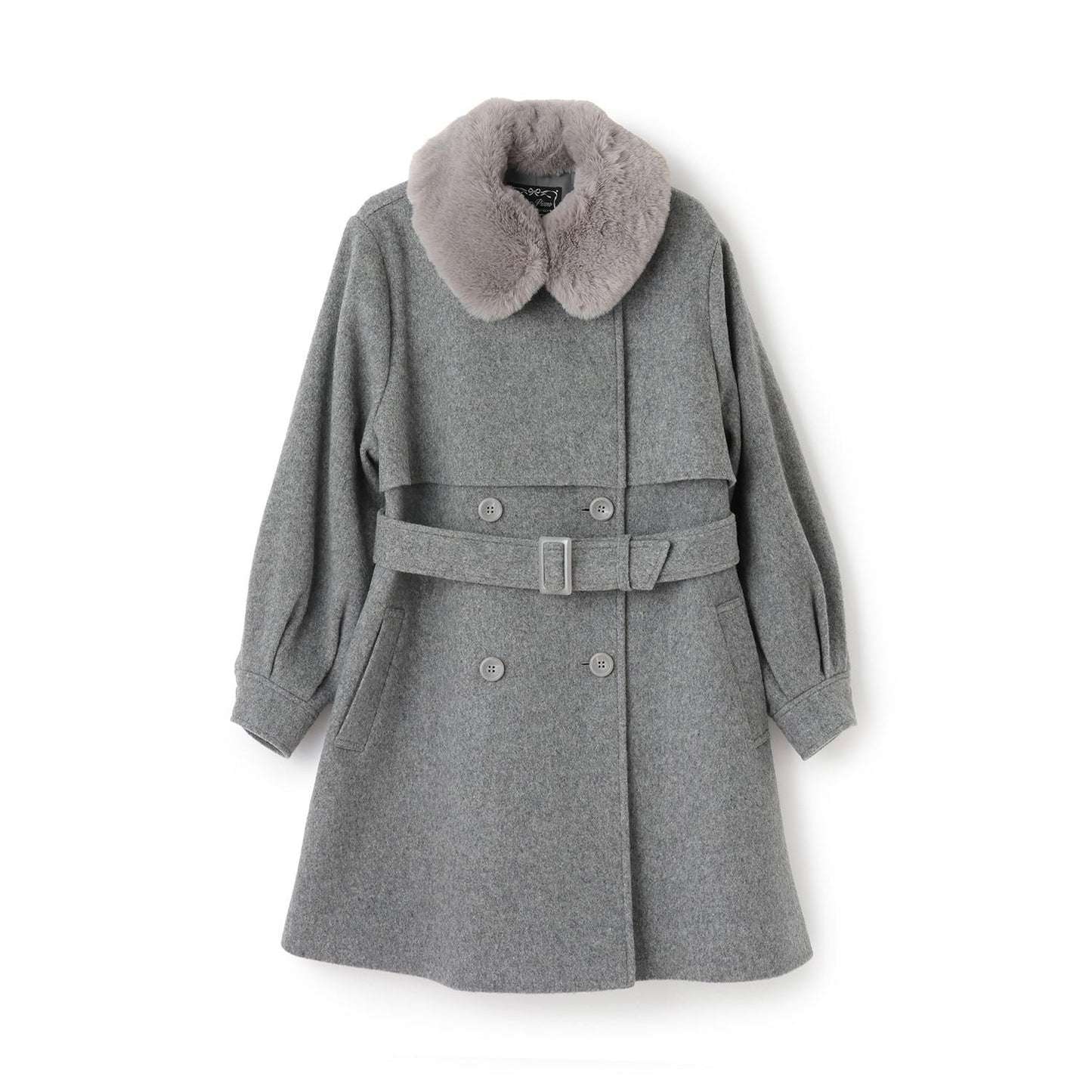 帶仿皮草領中長款大衣