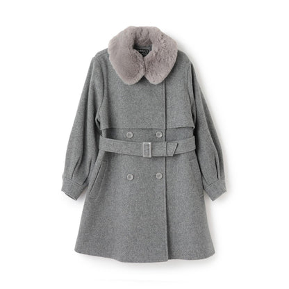 帶仿皮草領中長款大衣