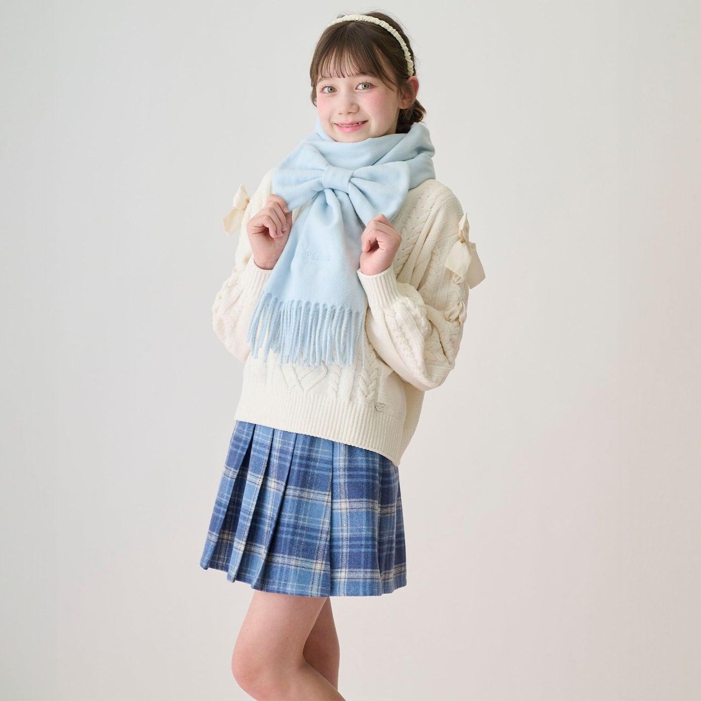 繫帶花邊針織衫