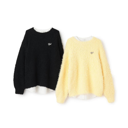 圈圈紗針織拼接長款上衣