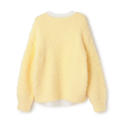 圈圈紗針織拼接長款上衣