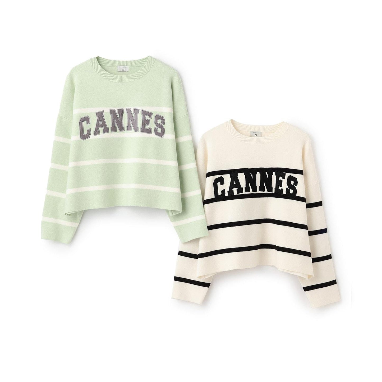 【AMI】條紋羊毛標誌針織衫