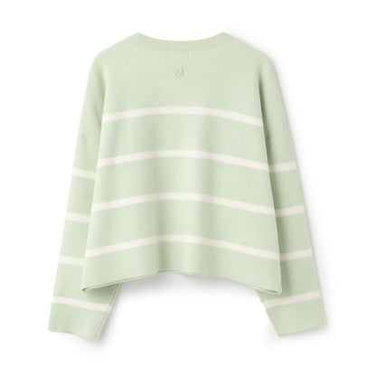 【AMI】條紋羊毛標誌針織衫