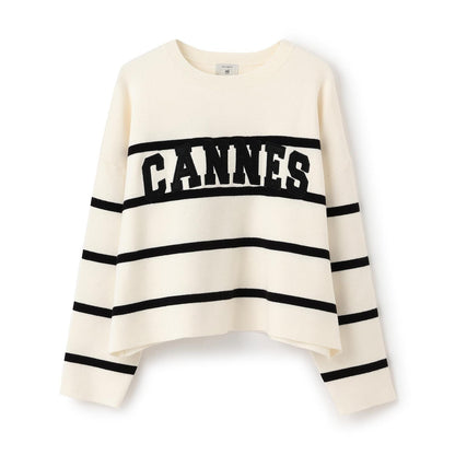 【AMI】條紋羊毛標誌針織衫