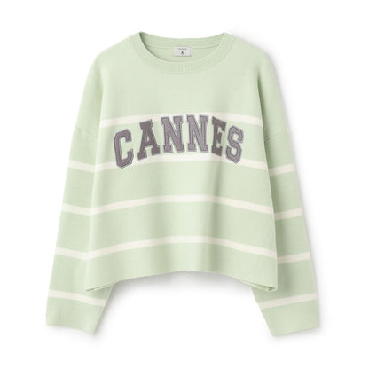 【AMI】條紋羊毛標誌針織衫