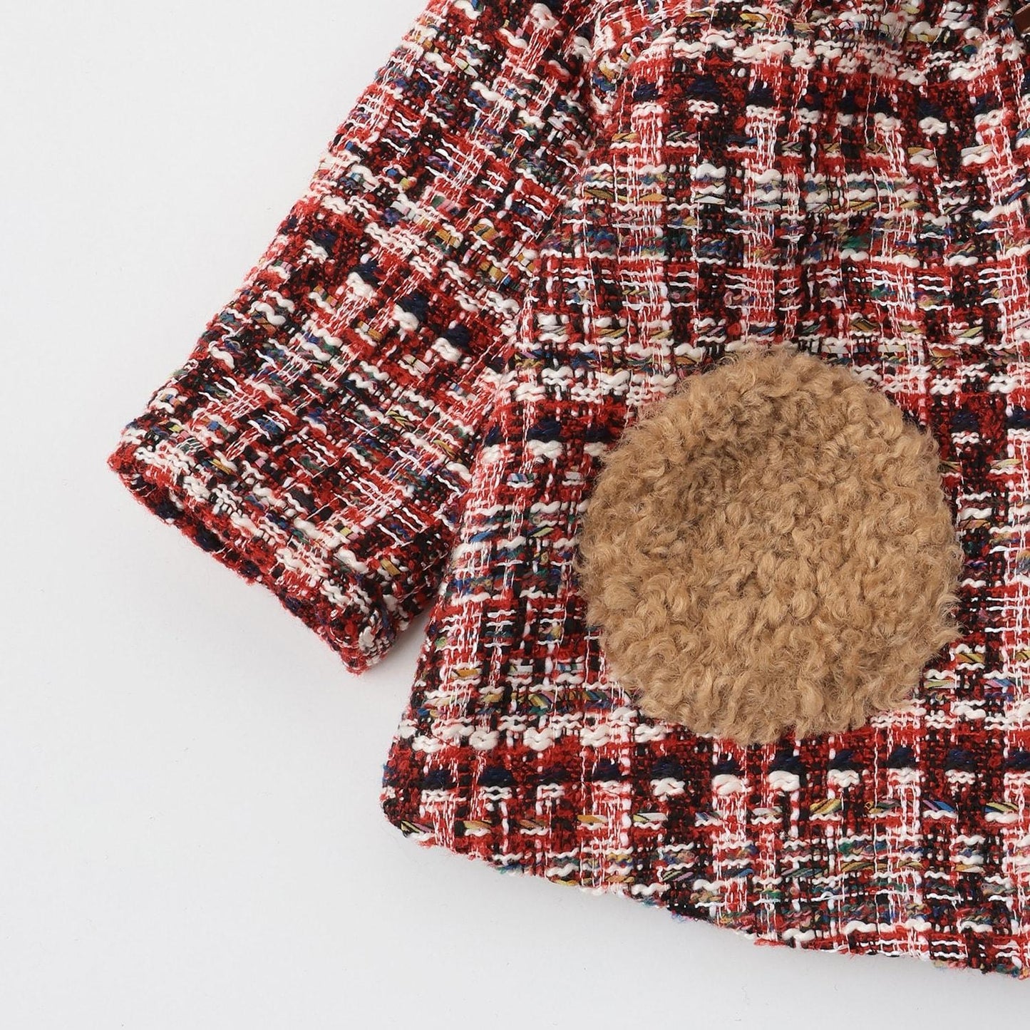 帶圍巾低領格子大衣