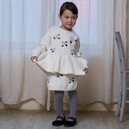 【柔軟蓬鬆/連結】花朵珍珠針織衫<可搭配套裝>