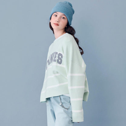 【AMI】條紋羊毛標誌針織衫