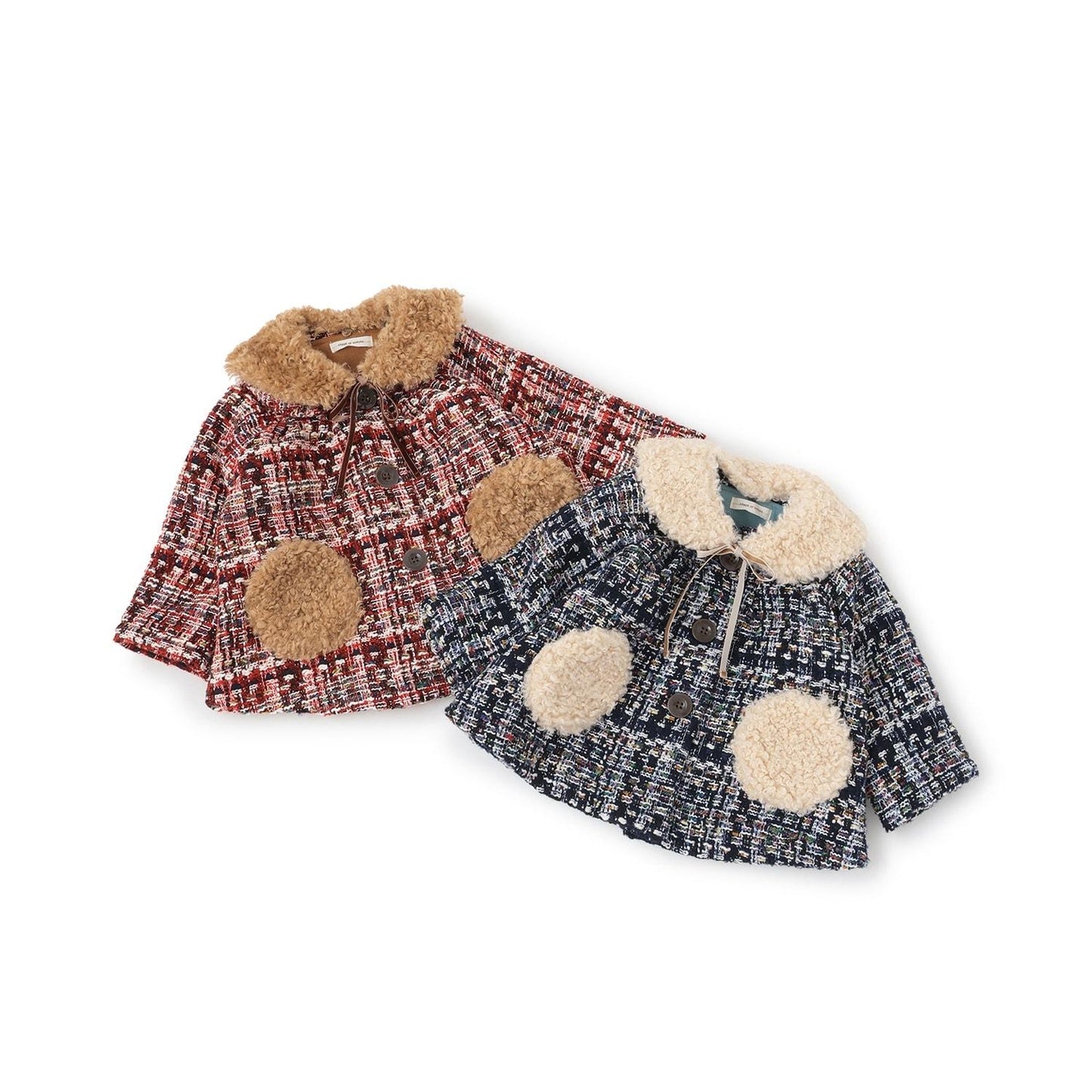 帶圍巾低領格子大衣