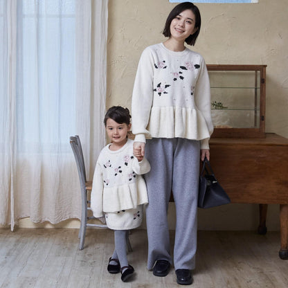 【柔軟蓬鬆/連結】花朵珍珠針織衫<可搭配套裝>