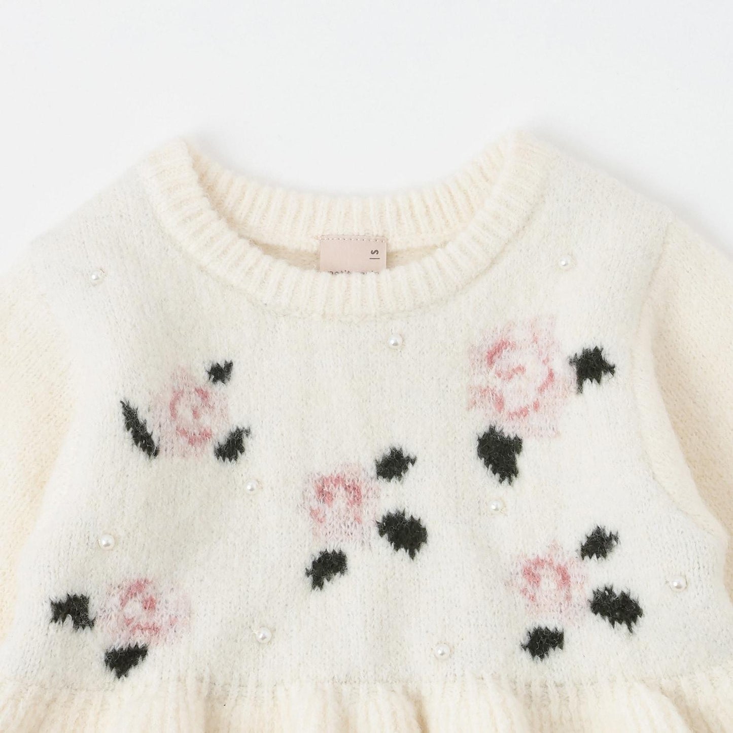 【柔軟蓬鬆/連結】花朵珍珠針織衫<可搭配套裝>