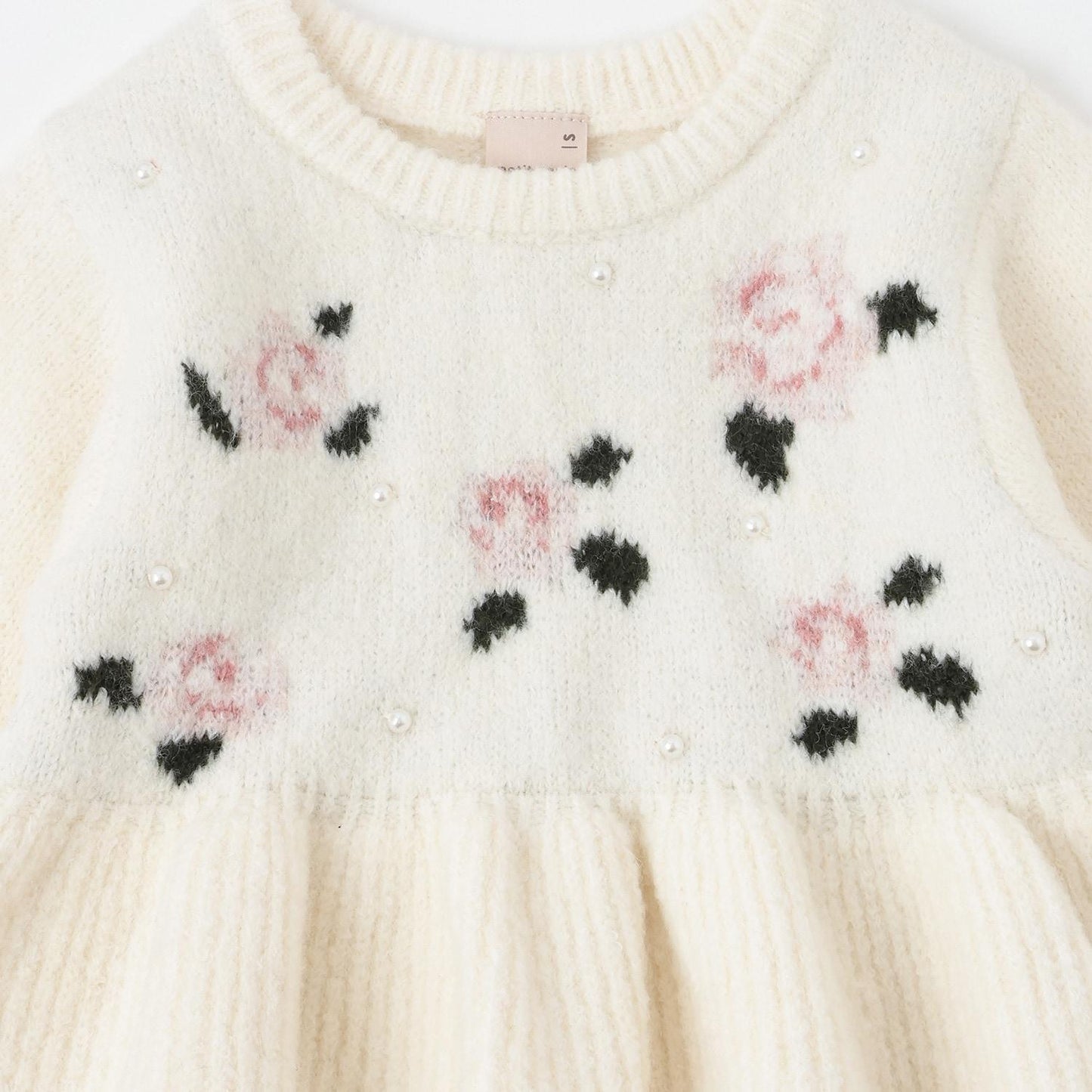 【柔軟蓬鬆/連結】花朵珍珠針織衫<可搭配套裝>