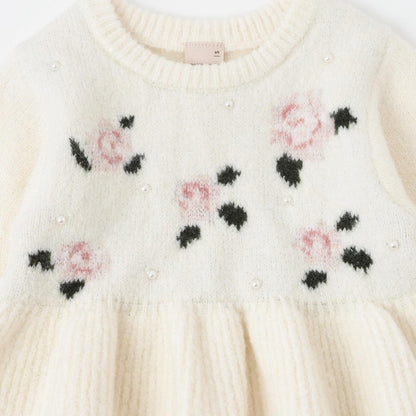 【柔軟蓬鬆/連結】花朵珍珠針織衫<可搭配套裝>