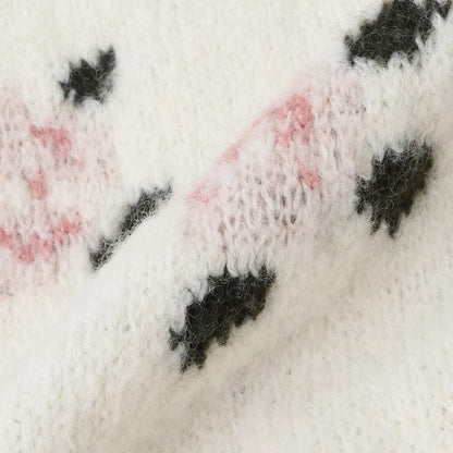 【柔軟蓬鬆/連結】花朵珍珠針織衫<可搭配套裝>