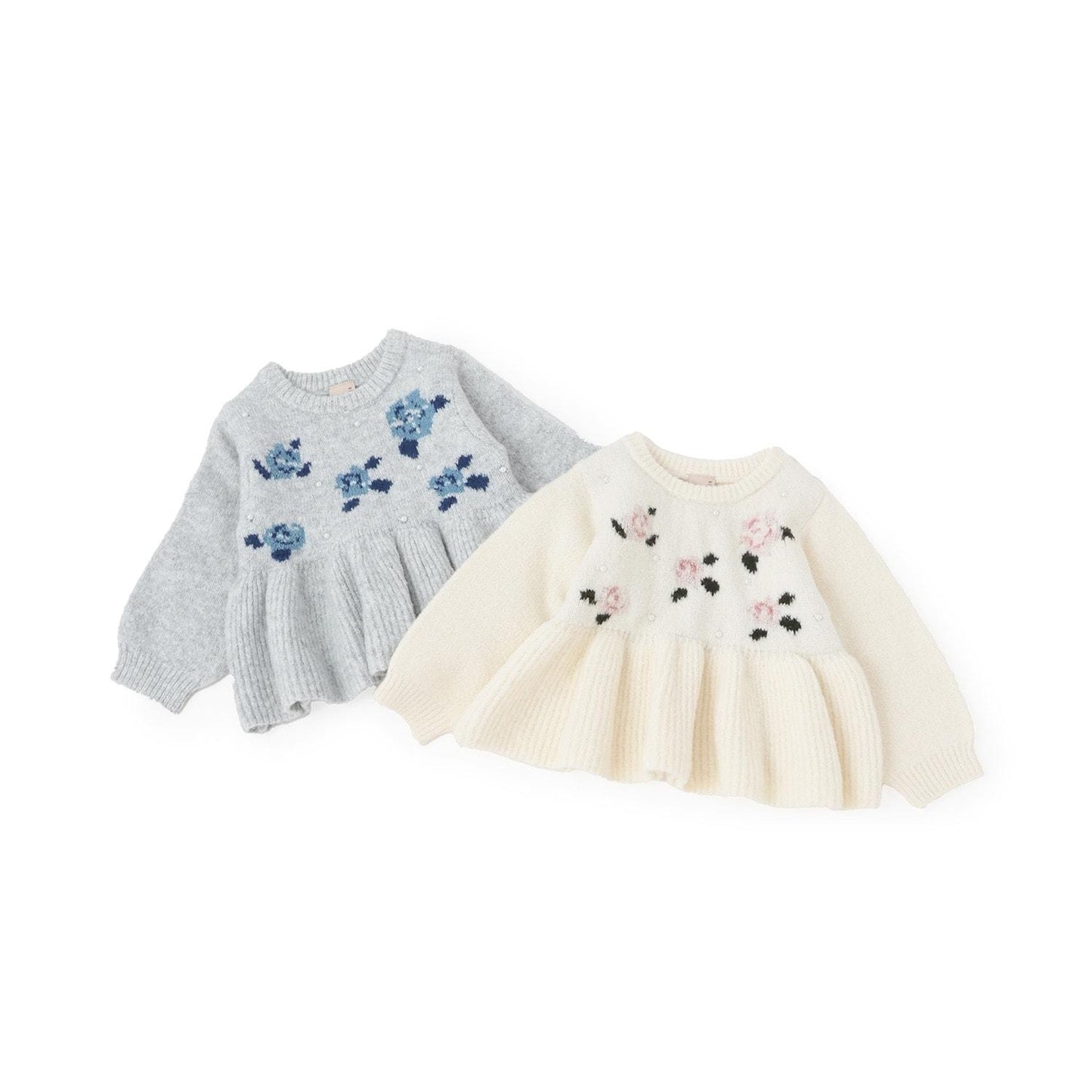 【柔軟蓬鬆/連結】花朵珍珠針織衫<可搭配套裝>