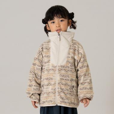 【Columbia】全印花拉鍊抓絨外套