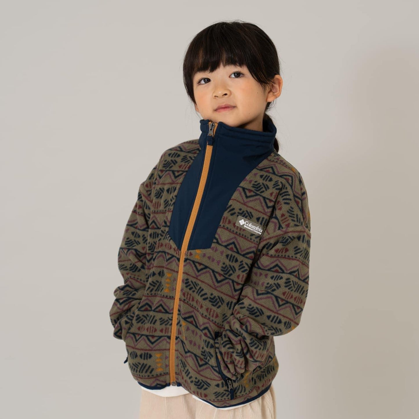 【Columbia】全印花拉鍊抓絨外套