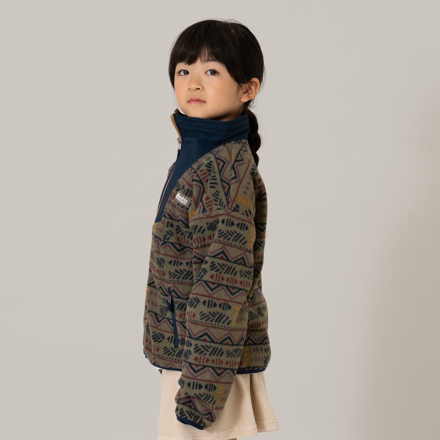 【Columbia】全印花拉鍊抓絨外套