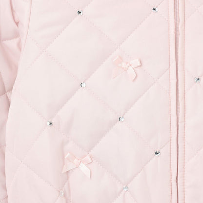 蝴蝶結絎縫仿皮草領短夾克