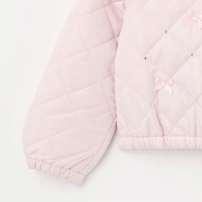 蝴蝶結絎縫仿皮草領短夾克