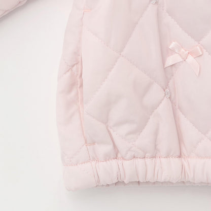 蝴蝶結絎縫仿皮草領短夾克