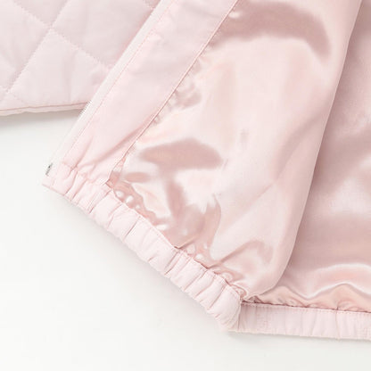 蝴蝶結絎縫仿皮草領短夾克