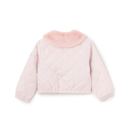 蝴蝶結絎縫仿皮草領短夾克