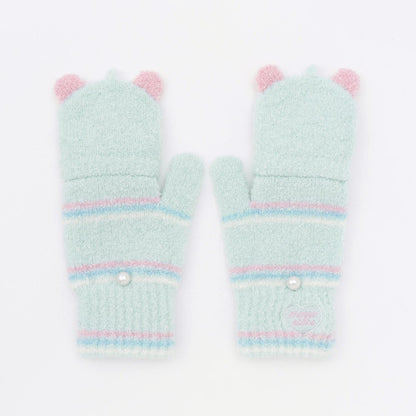 動物臉馬卡龍絨針織手套