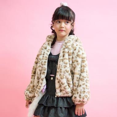 豹紋仿皮草短夾克