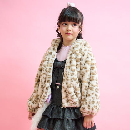 豹紋仿皮草短夾克