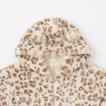 豹紋仿皮草短夾克