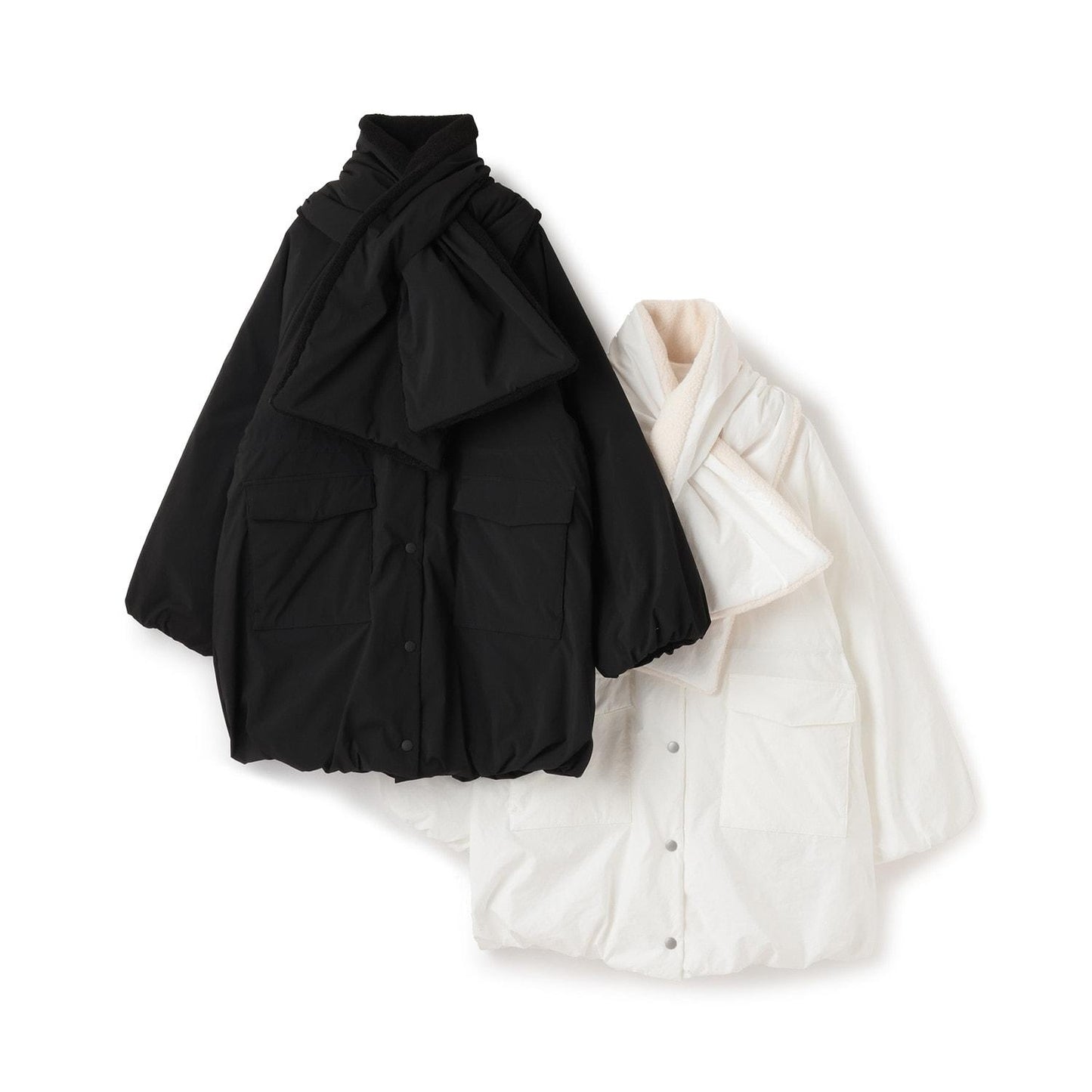 【AMI】【防潑水】附圍巾中棉泡泡袖大衣