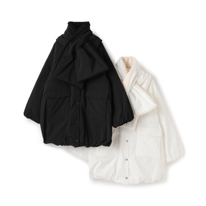 【AMI】【防潑水】附圍巾中棉泡泡袖大衣