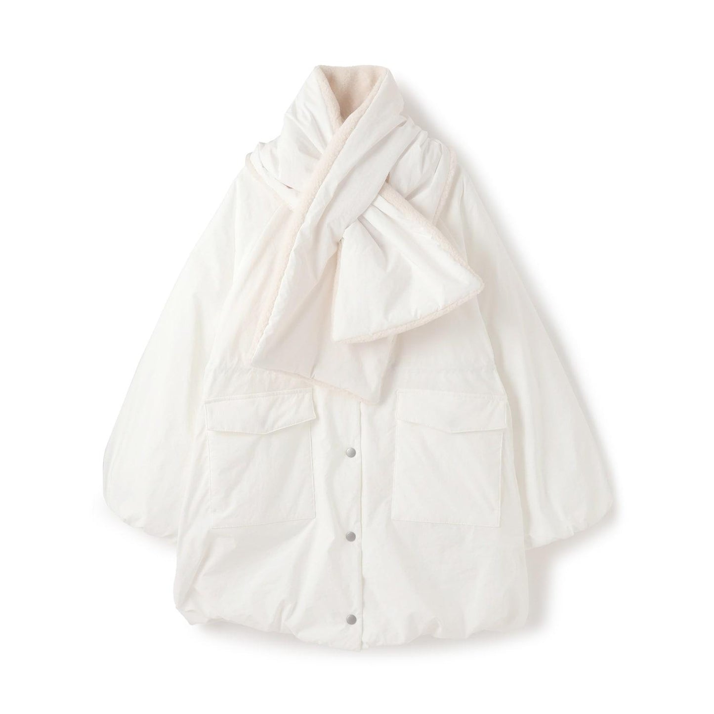 【AMI】【防潑水】附圍巾中棉泡泡袖大衣