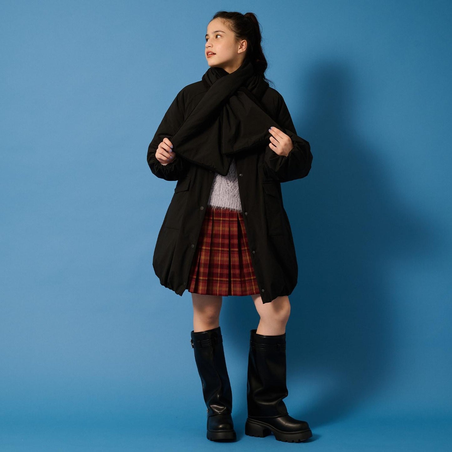 【AMI】【防潑水】附圍巾中棉泡泡袖大衣