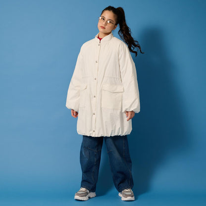 【AMI】【防潑水】附圍巾中棉泡泡袖大衣