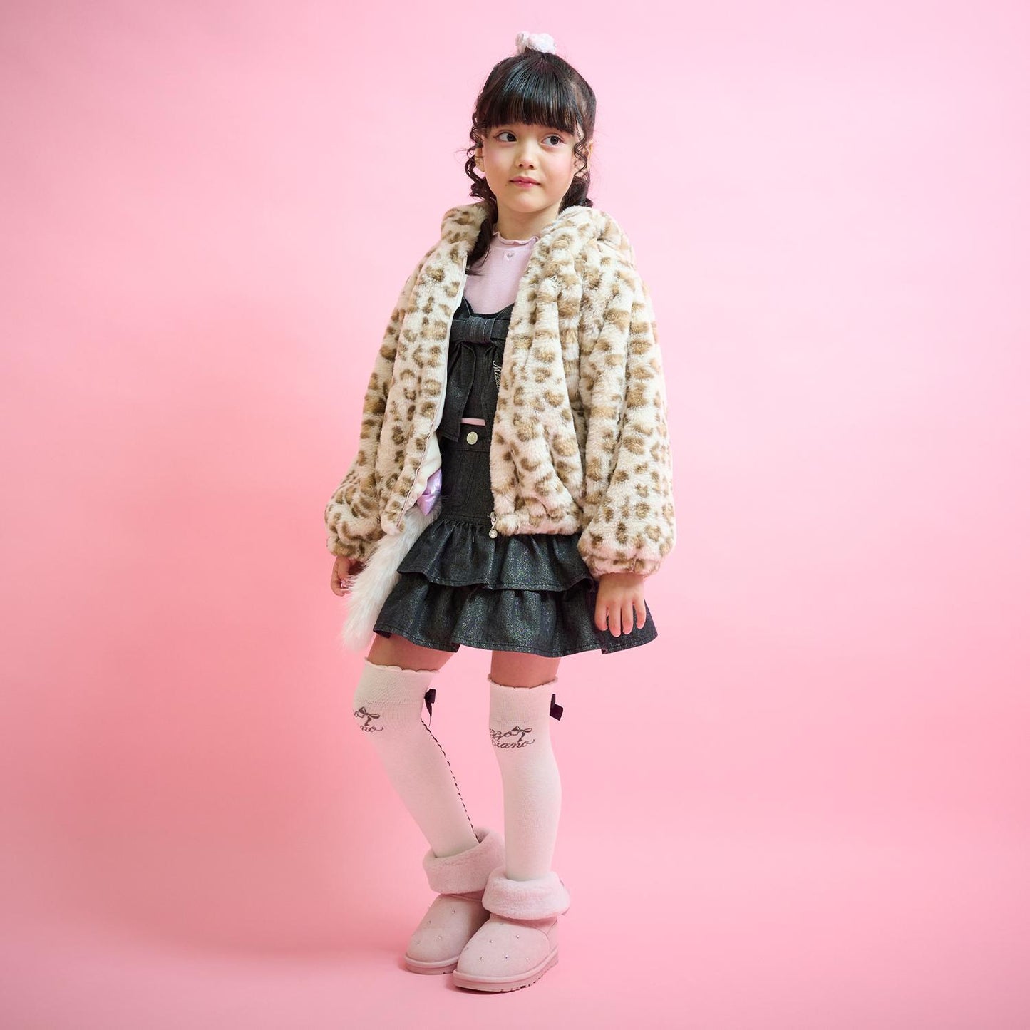 豹紋仿皮草短夾克