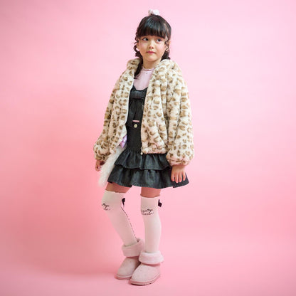 豹紋仿皮草短夾克