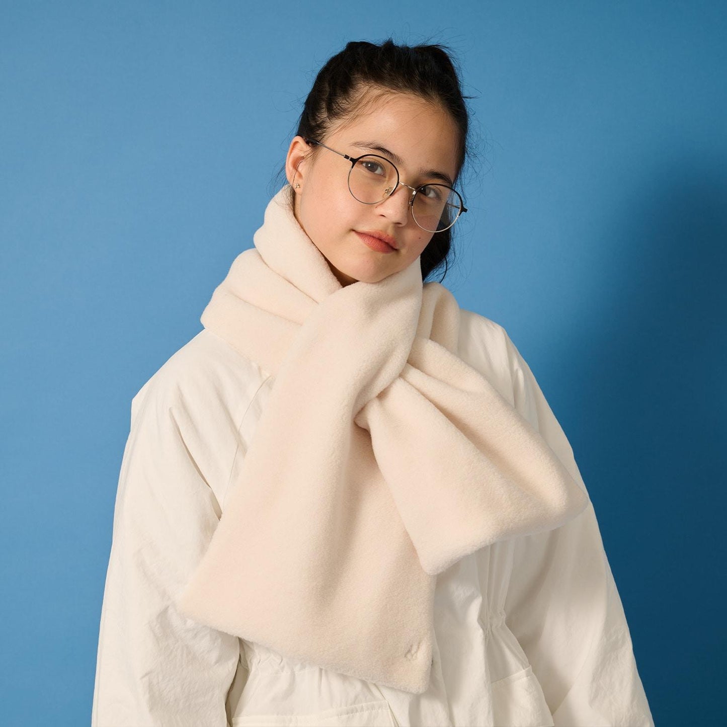 【AMI】【防潑水】附圍巾中棉泡泡袖大衣