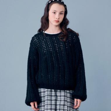 【AMI】鏤空針織套頭衫×T恤套裝