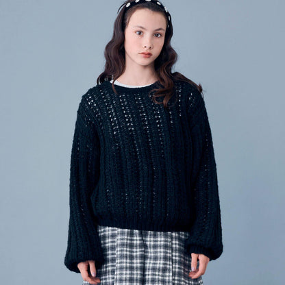 【AMI】鏤空針織套頭衫×T恤套裝