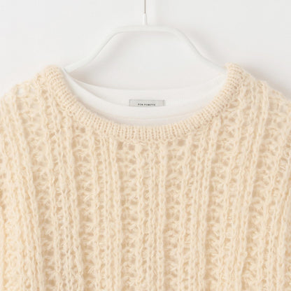 【AMI】鏤空針織套頭衫×T恤套裝