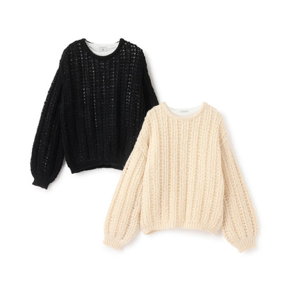 【AMI】鏤空針織套頭衫×T恤套裝