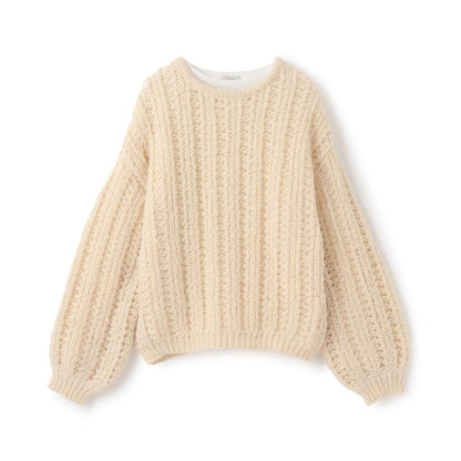 【AMI】鏤空針織套頭衫×T恤套裝