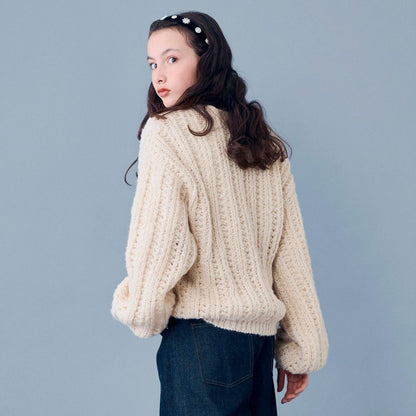 【AMI】鏤空針織套頭衫×T恤套裝