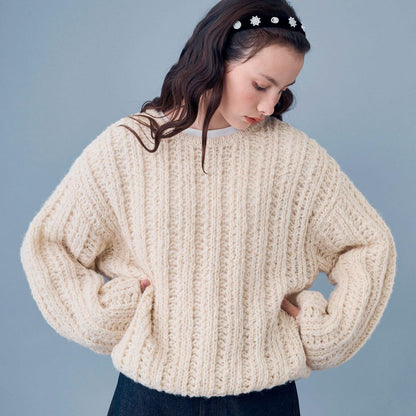 【AMI】鏤空針織套頭衫×T恤套裝