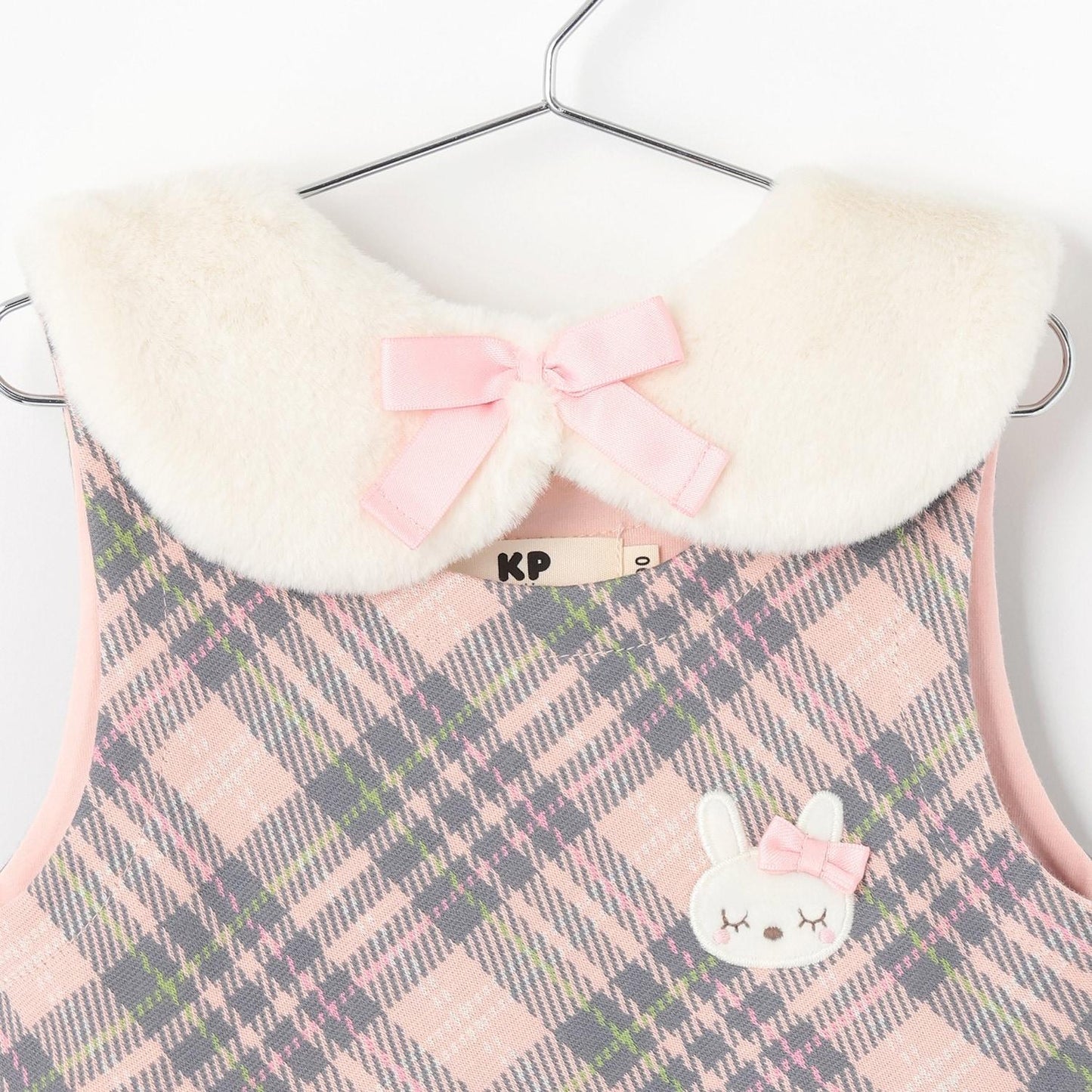 雙層提花格紋嬰兒套裝【附圍巾】