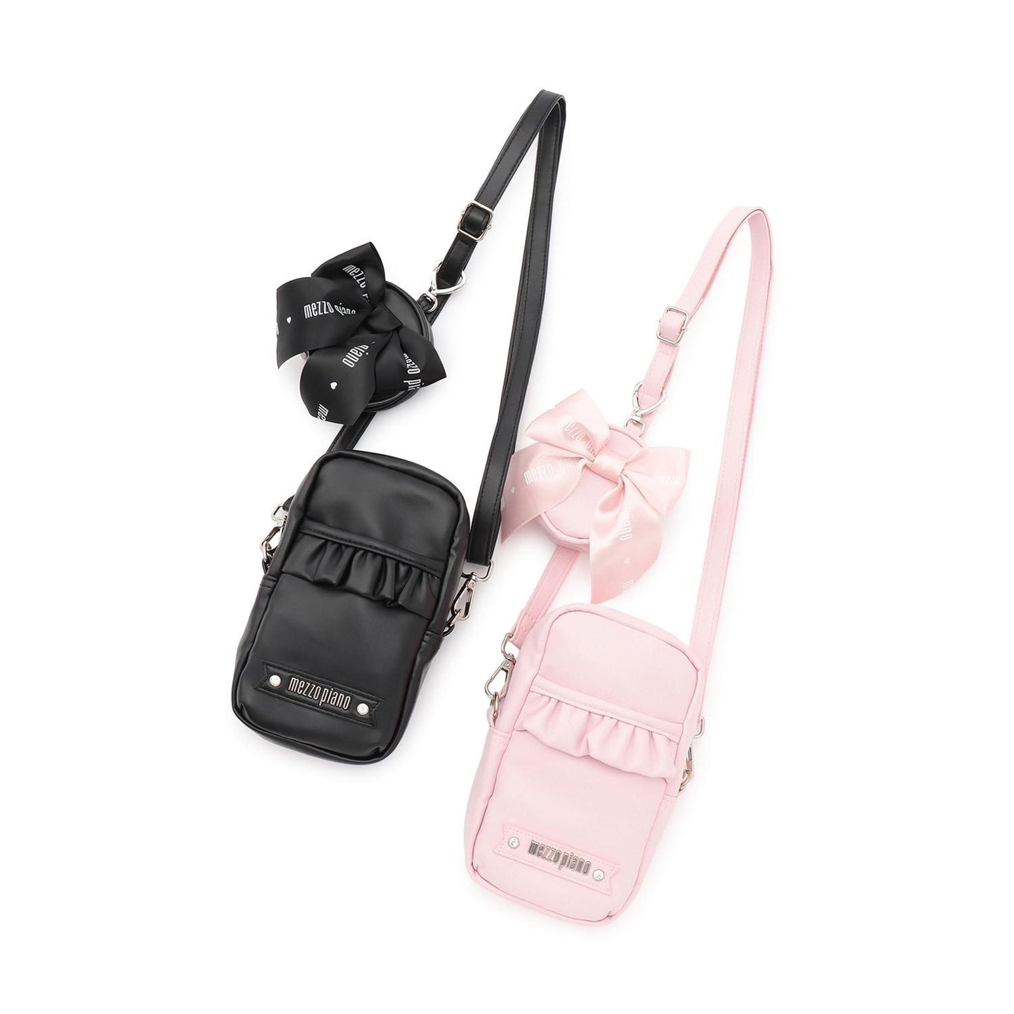 【mezzo piano mama】荷葉邊蝴蝶結手機斜挎包